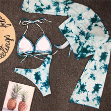 将图片加载到图库查看器，New Bikini Bikini Swimsuit For Women 3 Pieces Set Knot Front Off Shoulder Cover Up with Halter Bikini Sets Bathing Suit Women Swimwear Female Swimsuit Three-pieces Bikini set Halter Bather Bathing Suit Swim Beach Lady
