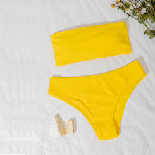 将图片加载到图库查看器，New Bikini High Waist Strapless Bikini Women Swimwear Women Swimsuit Padded Bathing Suit Women High Waist Bikini Set Strapless 2 Piece Bathing Suit Swimsuits
