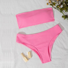 将图片加载到图库查看器，New Bikini High Waist Strapless Bikini Women Swimwear Women Swimsuit Padded Bathing Suit Women High Waist Bikini Set Strapless 2 Piece Bathing Suit Swimsuits

