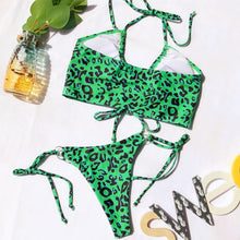 将图片加载到图库查看器，New Bikini Set Women Solid Female Cut Bikinis Swimwear Push Up Swimsuit Bath Suit Women's Bikini Padded Cutout Strappy Halter Swimsuits Two Piece Bathing Suits
