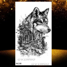 Load image into Gallery viewer, New Black Wolf Forest Sticker Tattoos Temporary Tree Fierce Animal Body Tattoo Luxury Design Custom Tatoos For Mens

