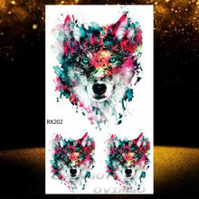 Load image into Gallery viewer, New Black Wolf Forest Sticker Tattoos Temporary Tree Fierce Animal Body Tattoo Luxury Design Custom Tatoos For Mens
