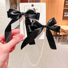 Load image into Gallery viewer, New Bow Pearls Chain Barrettes Hairpins For Women Rhinestone Spring Hair Clips Ribbon Headband Ponytail Headdress Wedding Hair Accessories for Brides and Bridesmaids
