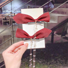 Load image into Gallery viewer, New Bow Pearls Chain Barrettes Hairpins For Women Rhinestone Spring Hair Clips Ribbon Headband Ponytail Headdress Wedding Hair Accessories for Brides and Bridesmaids
