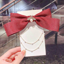 Load image into Gallery viewer, New Bow Pearls Chain Barrettes Hairpins For Women Rhinestone Spring Hair Clips Ribbon Headband Ponytail Headdress Wedding Hair Accessories for Brides and Bridesmaids
