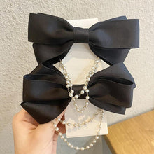 Load image into Gallery viewer, New Bow Pearls Chain Barrettes Hairpins For Women Rhinestone Spring Hair Clips Ribbon Headband Ponytail Headdress Wedding Hair Accessories for Brides and Bridesmaids
