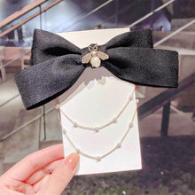 Load image into Gallery viewer, New Bow Pearls Chain Barrettes Hairpins For Women Rhinestone Spring Hair Clips Ribbon Headband Ponytail Headdress Wedding Hair Accessories for Brides and Bridesmaids
