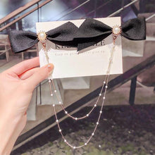 Load image into Gallery viewer, New Bow Pearls Chain Barrettes Hairpins For Women Rhinestone Spring Hair Clips Ribbon Headband Ponytail Headdress Wedding Hair Accessories for Brides and Bridesmaids
