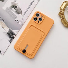 Load image into Gallery viewer, New Candy Color Wallet Card Case For iPhone 13 11 12 14 Pro Max Soft Silicone Shockproof Cover Silicone Protective Case Soft Slim Card Slot Case Compatible with iPhone 11 Purple Phone Case
