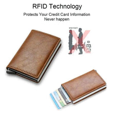 将图片加载到图库查看器，New Carbon Fiber Card Holder Wallets Luxury Men  Black Magic Leather Cool Slim Mini Wallet Small Money Bag Male Purses Magnet Closure Wallet
