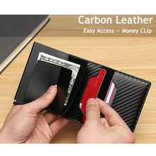 将图片加载到图库查看器，New Carbon Fiber Card Holder Wallets Luxury Men  Black Magic Leather Cool Slim Mini Wallet Small Money Bag Male Purses Magnet Closure Wallet
