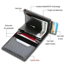 将图片加载到图库查看器，New Carbon Fiber Card Holder Wallets Luxury Men  Black Magic Leather Cool Slim Mini Wallet Small Money Bag Male Purses Magnet Closure Wallet
