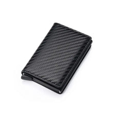 将图片加载到图库查看器，New Carbon Fiber Card Holder Wallets Luxury Men  Black Magic Leather Cool Slim Mini Wallet Small Money Bag Male Purses Magnet Closure Wallet
