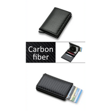 将图片加载到图库查看器，New Carbon Fiber Card Holder Wallets Luxury Men  Black Magic Leather Cool Slim Mini Wallet Small Money Bag Male Purses Magnet Closure Wallet
