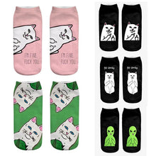 将图片加载到图库查看器，New Cartoon Cat Socks 3D Print Art Funny Socks Women Cute Low Cut Ankle Socks Made o Pure Cotton Short Socks Trending Fashion Short Ankle Socks For Men And Women
