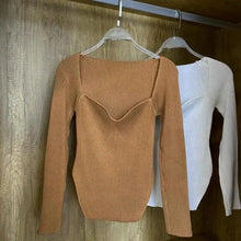 Load image into Gallery viewer, New Casual And Trendy Square Collar Long Sleeve Woman's Sweaters Knitted Pullover Spring Autumn Sweater Winter Tops For Women Black And White Jumper
