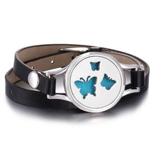 将图片加载到图库查看器，New Charming Bracelet Aromatherapy Essential Oil Diffuser Locket Bracelets Adjustable Genuine Leather Wrap Essential Oil Diffuser Bracelet Valentine's Day Present Aromatherapy For Women
