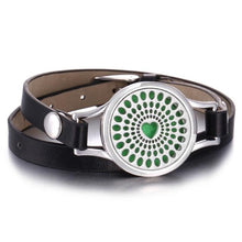 将图片加载到图库查看器，New Charming Bracelet Aromatherapy Essential Oil Diffuser Locket Bracelets Adjustable Genuine Leather Wrap Essential Oil Diffuser Bracelet Valentine's Day Present Aromatherapy For Women
