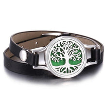 将图片加载到图库查看器，New Charming Bracelet Aromatherapy Essential Oil Diffuser Locket Bracelets Adjustable Genuine Leather Wrap Essential Oil Diffuser Bracelet Valentine's Day Present Aromatherapy For Women
