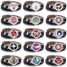 将图片加载到图库查看器，New Charming Bracelet Aromatherapy Essential Oil Diffuser Locket Bracelets Adjustable Genuine Leather Wrap Essential Oil Diffuser Bracelet Valentine's Day Present Aromatherapy For Women

