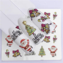 将图片加载到图库查看器，New Christmas Water Decal Nail Art Nail sticker New Year Slider Tattoo Full Cover Santa Claus Snowman Designs Xmas Decals 3D Wave Design Decoration for Women Girls Tape Nail Art Stickers Decal Decoration  Nail Art Accessories Decoration Decal
