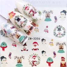 将图片加载到图库查看器，New Christmas Water Decal Nail Art Nail sticker New Year Slider Tattoo Full Cover Santa Claus Snowman Designs Xmas Decals 3D Wave Design Decoration for Women Girls Tape Nail Art Stickers Decal Decoration  Nail Art Accessories Decoration Decal
