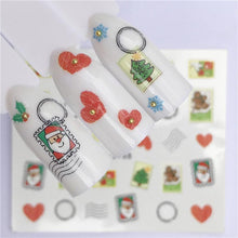 将图片加载到图库查看器，New Christmas Water Decal Nail Art Nail sticker New Year Slider Tattoo Full Cover Santa Claus Snowman Designs Xmas Decals 3D Wave Design Decoration for Women Girls Tape Nail Art Stickers Decal Decoration  Nail Art Accessories Decoration Decal
