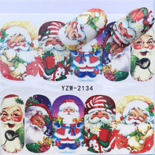 将图片加载到图库查看器，New Christmas Water Decal Nail Art Nail sticker New Year Slider Tattoo Full Cover Santa Claus Snowman Designs Xmas Decals 3D Wave Design Decoration for Women Girls Tape Nail Art Stickers Decal Decoration  Nail Art Accessories Decoration Decal
