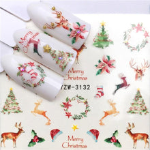 将图片加载到图库查看器，New Christmas Water Decal Nail Art Nail sticker New Year Slider Tattoo Full Cover Santa Claus Snowman Designs Xmas Decals 3D Wave Design Decoration for Women Girls Tape Nail Art Stickers Decal Decoration  Nail Art Accessories Decoration Decal
