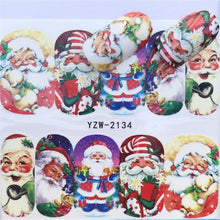 将图片加载到图库查看器，New Christmas Water Decal Nail Art Nail sticker New Year Slider Tattoo Full Cover Santa Claus Snowman Designs Xmas Decals 3D Wave Design Decoration for Women Girls Tape Nail Art Stickers Decal Decoration  Nail Art Accessories Decoration Decal
