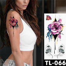 Load image into Gallery viewer, New Colorful And Black Womens Tattoo Temporary Flower Waterproof Elegant Modern Tattoo Realistic Design
