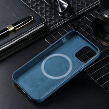 Load image into Gallery viewer, New Colorful Leather For iPhone 14 13 Pro Max Mini Magnet Case Cover Wireless Charging Drop Protect Covers Shockproof Slim Back Cover Leather Case For iPhone Slim and Aesthetic iPhone 14 case
