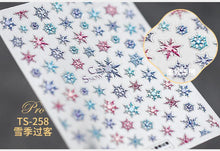 将图片加载到图库查看器，New Craft Nail Stickers Japanese 5d Nails Sticker Three-dimensional Snowflake Nail art Stickers Decals Decoration Decals Snowflakes Elk Bear Christmas Xmas Stickers Snowflakes Nail Water Decals Christmas White Snow Transfer Sticker Decoration Slider
