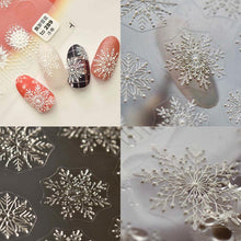 将图片加载到图库查看器，New Craft Nail Stickers Japanese 5d Nails Sticker Three-dimensional Snowflake Nail art Stickers Decals Decoration Decals Snowflakes Elk Bear Christmas Xmas Stickers Snowflakes Nail Water Decals Christmas White Snow Transfer Sticker Decoration Slider
