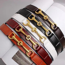 Load image into Gallery viewer, Simple Black Plain Leather Belt For Women Classic Thin Skinny Waistbands Casual Women Dress Belts
