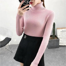 Load image into Gallery viewer, New Elegance Autumn/Winter Knitted Jumper Tops Turtleneck Pullovers Casual Sweaters Women Shirt Long Sleeve Tight Sweater Girls
