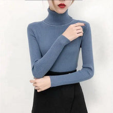Load image into Gallery viewer, New Elegance Autumn/Winter Knitted Jumper Tops Turtleneck Pullovers Casual Sweaters Women Shirt Long Sleeve Tight Sweater Girls
