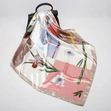将图片加载到图库查看器，New Elegance Fashionable Scarves for Women Shawl Print Silk Satin Hijab Scarf Female Bandana 90*90cm Luxury Square Shawls Scarfs For Ladies
