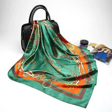 将图片加载到图库查看器，New Elegance Fashionable Scarves for Women Shawl Print Silk Satin Hijab Scarf Female Bandana 90*90cm Luxury Square Shawls Scarfs For Ladies
