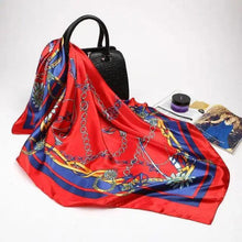 将图片加载到图库查看器，New Elegance Fashionable Scarves for Women Shawl Print Silk Satin Hijab Scarf Female Bandana 90*90cm Luxury Square Shawls Scarfs For Ladies
