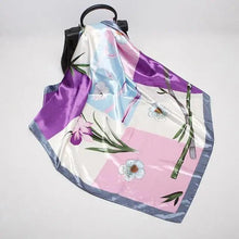 将图片加载到图库查看器，New Elegance Fashionable Scarves for Women Shawl Print Silk Satin Hijab Scarf Female Bandana 90*90cm Luxury Square Shawls Scarfs For Ladies
