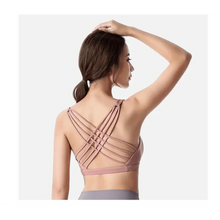 将图片加载到图库查看器，New Elegance Fitness Sports Bra for Women Push Up Wirefree Padded Crisscross Strappy Running Gym Training Workout Yoga Underwear Crop Tops
