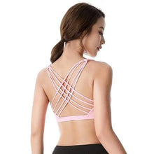 将图片加载到图库查看器，New Elegance Fitness Sports Bra for Women Push Up Wirefree Padded Crisscross Strappy Running Gym Training Workout Yoga Underwear Crop Tops
