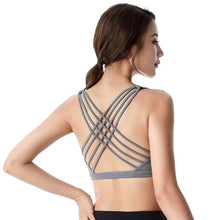 将图片加载到图库查看器，New Elegance Fitness Sports Bra for Women Push Up Wirefree Padded Crisscross Strappy Running Gym Training Workout Yoga Underwear Crop Tops
