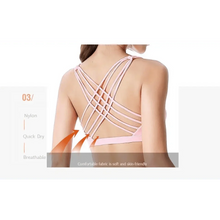 将图片加载到图库查看器，New Elegance Fitness Sports Bra for Women Push Up Wirefree Padded Crisscross Strappy Running Gym Training Workout Yoga Underwear Crop Tops
