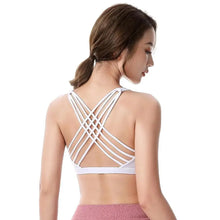 将图片加载到图库查看器，New Elegance Fitness Sports Bra for Women Push Up Wirefree Padded Crisscross Strappy Running Gym Training Workout Yoga Underwear Crop Tops
