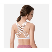 将图片加载到图库查看器，New Elegance Fitness Sports Bra for Women Push Up Wirefree Padded Crisscross Strappy Running Gym Training Workout Yoga Underwear Crop Tops
