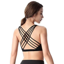 将图片加载到图库查看器，New Elegance Fitness Sports Bra for Women Push Up Wirefree Padded Crisscross Strappy Running Gym Training Workout Yoga Underwear Crop Tops
