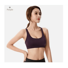 将图片加载到图库查看器，New Elegance Fitness Sports Bra for Women Push Up Wirefree Padded Crisscross Strappy Running Gym Training Workout Yoga Underwear Crop Tops
