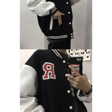 Load image into Gallery viewer, New Elegance Spring Autumn Coat Baseball Bomber Jacket Loose Letter R Men Women Couples Tops Plus Size Jackets Streetwear
